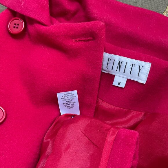 Finity Coat Peacoat Wool Cashmere Cropped Collar Long Sleeves Red Y2K (8) - Picture 6 of 8